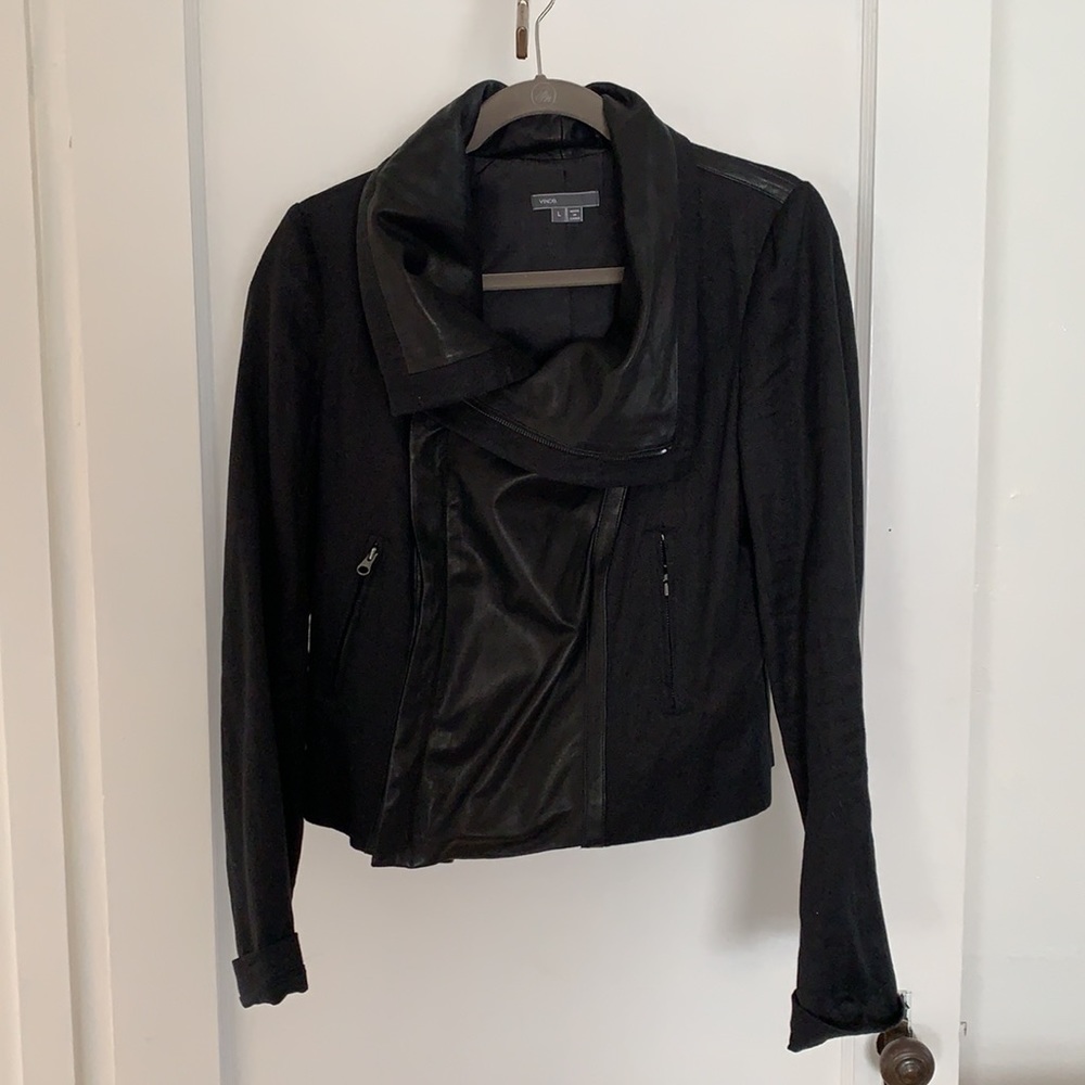 Vince. Linen and Leather moto jacket sz Large - Picture 8 of 8